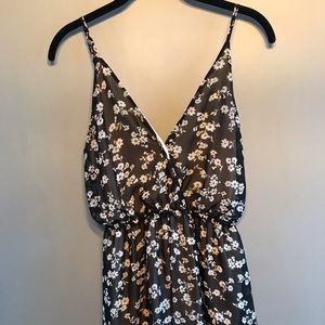 Black and White Floral Romper